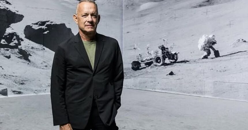 Tom Hanks posing for a new project with Lightroom in London