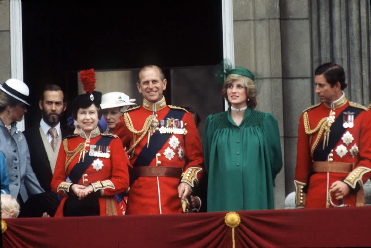 The Queen, Prince Philip, Princess Diana And Prince Charles On The Balcony At Buckingham Palace Watching Trooping The Colour. Image Source: Getty Images | Photo by Tim Graham