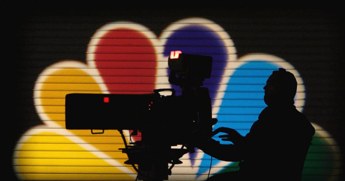 An MSNBC camera operator tapes the Democratic Presidential Candidates Debate at the Polk County Convention Complex November 24, 2003 in Des Moines, Iowa.  (Image Source: Getty Images | Photo By Shaun Heasley)