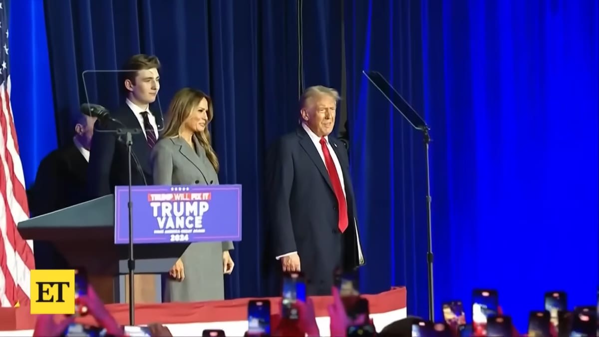 Barron Trump with his family on election night. (Image Source: YouTube | Entertainment Tonight)