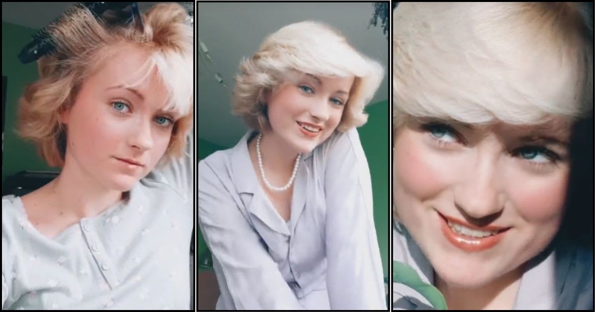 TikTok influencer Rose Van Rijn recreatind Diana's iconic hairstyle on TikTok. Image Source: TikTok | @70rose