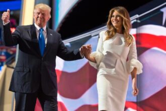 Donald Trump With Melania Trump At Public Event