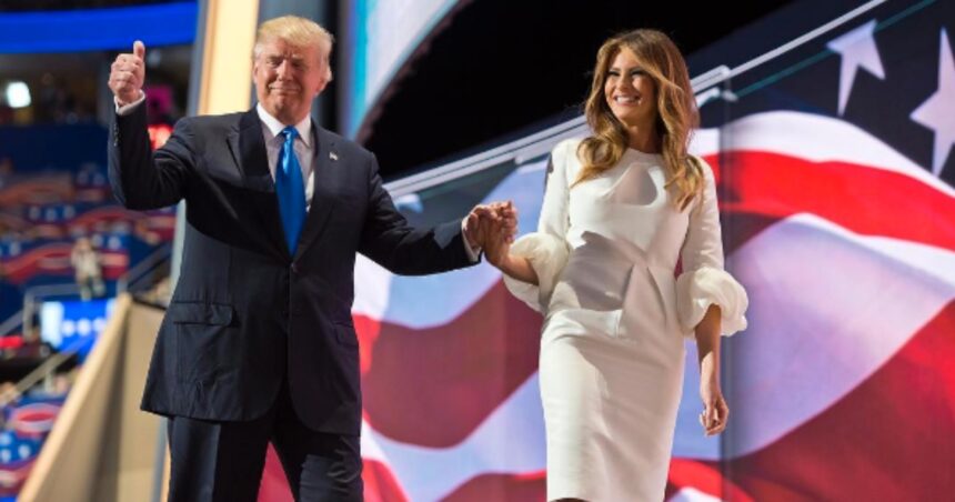 Donald Trump With Melania Trump At Public Event