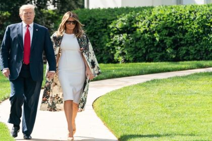 Donald and Melania Trump Walk to Marine One