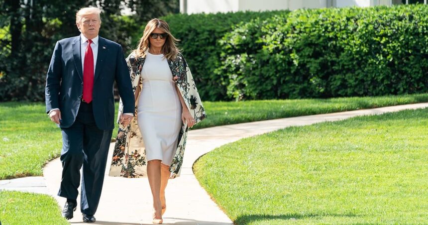 Donald and Melania Trump Walk to Marine One