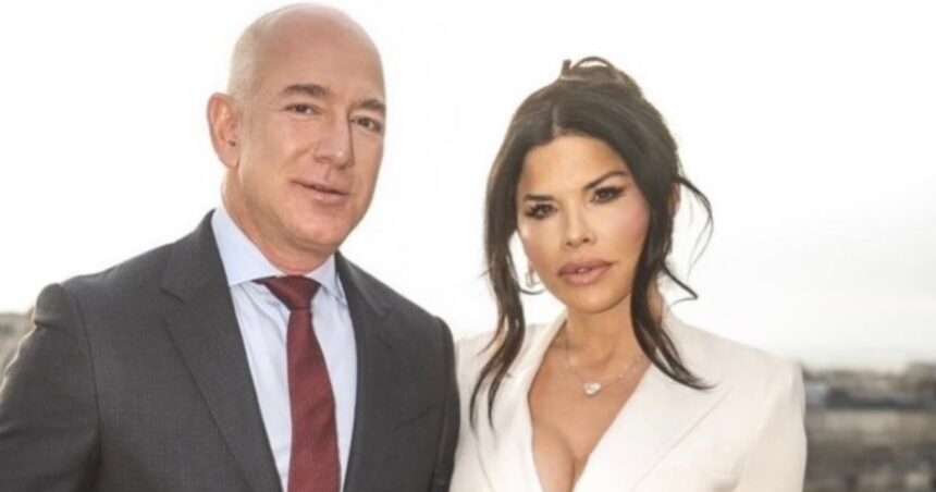 Jeff Bezos and Lauren Sanchez posing for a photo