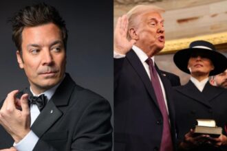 Jimmy Fallon and Donald Trump Taking Oath