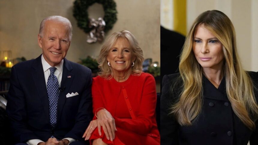 Joe Biden With Jill Biden, Melania Trump