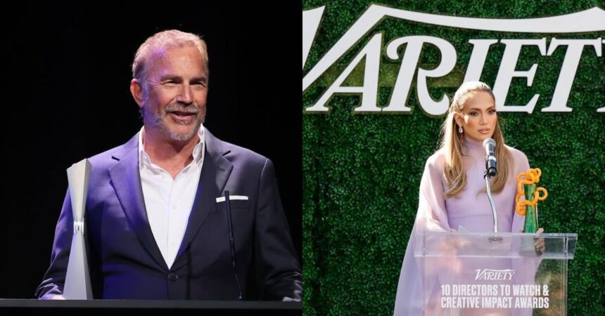 Kevin Costner (L) at the Savannah Film Festival and Jennifer Lopez at the Palm Springs Film Festival