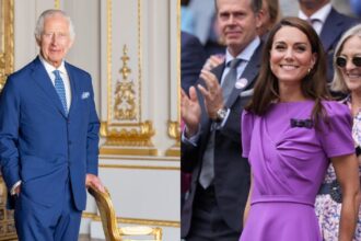 King Charles (L) and Kate Middleton, the Princess of Wales