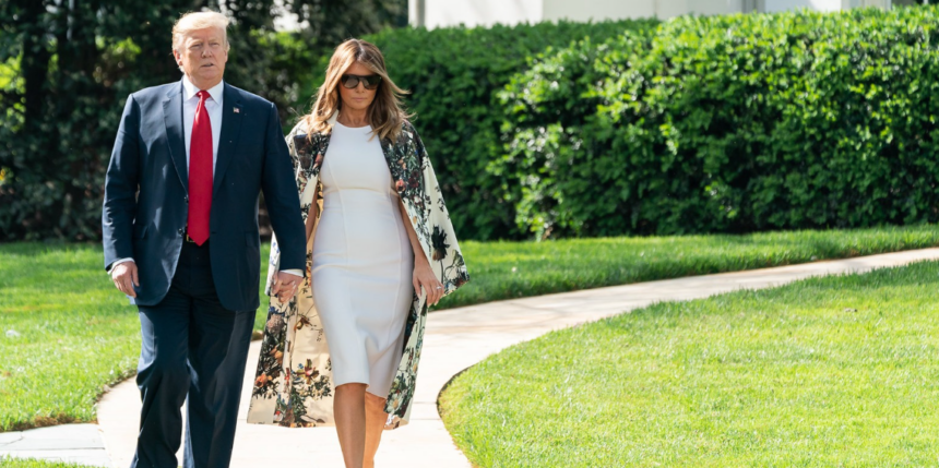 President Trump and First Lady Melania Trump Walk to Marine One.