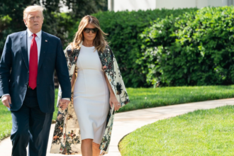 President Trump and First Lady Melania Trump Walk to Marine One.