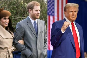 Prince Harry With Meghan Markle (L) and Donald Trump