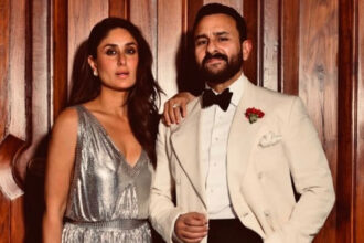 Saif Ali Khan (R) with fellow Bollywood star and wife Kareena Kapoor Khan